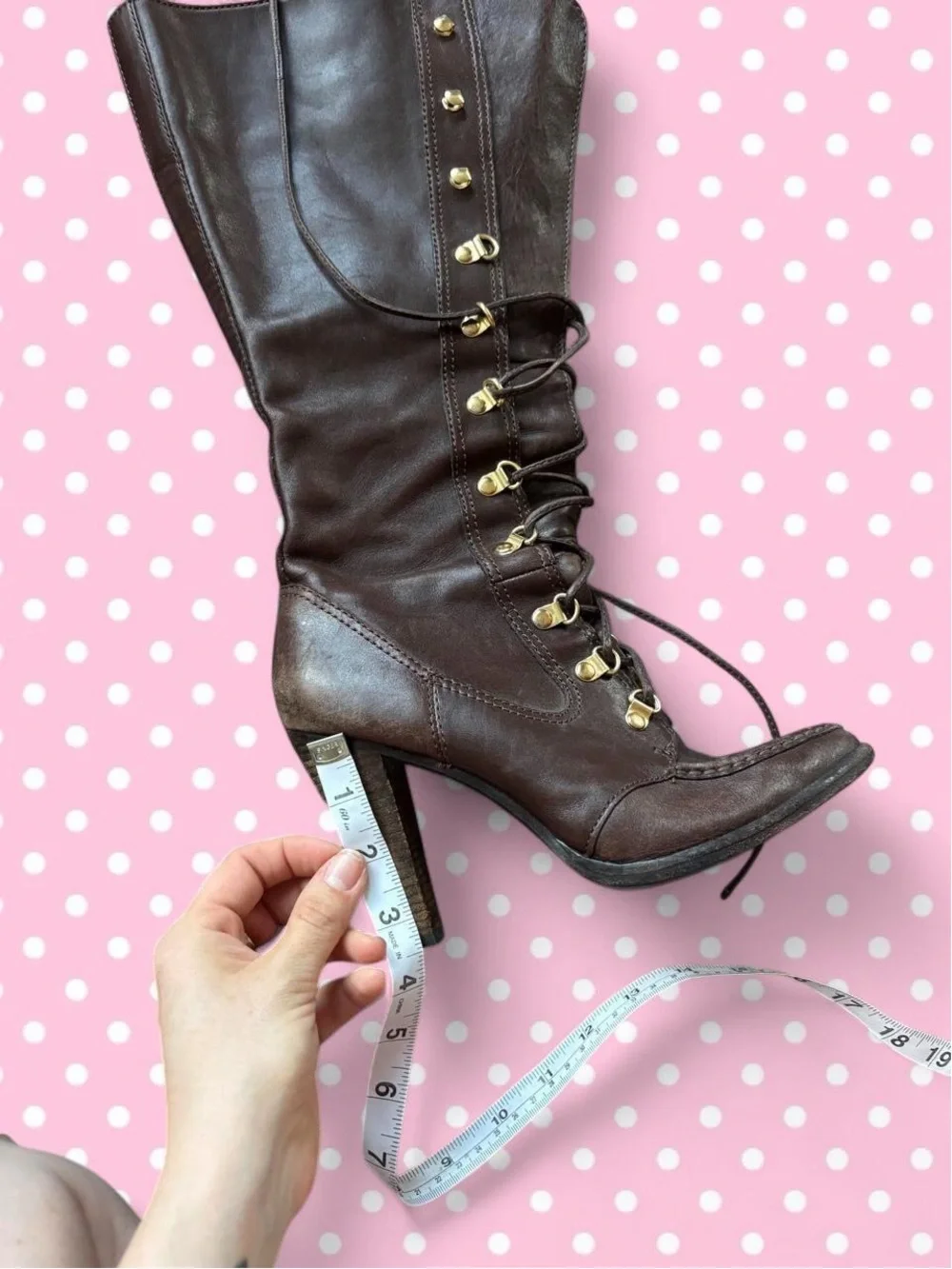 True vintage Michael Kors Dark Brown Lace-Up High Heel Knee Boots